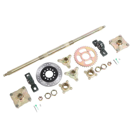 Heavy Duty 740mm Go Kart Rear Axle Kit with 37T Sprocket & Brake Disc for 50-150CC DIY ATVs Quads Drift Trikes