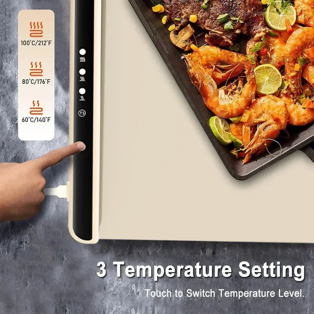 Foldable Food Warmer Electric Warming Tray Food Warming Mat Electric Warming Pad for Food Portable Silicone Foods Warmer Plate