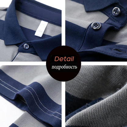 New Summer Men Classic Striped Polo Mens Cotton Short-Sleeved Fashion Business Casual Hot Polo Shirt Male Dropshipping LZLLTT