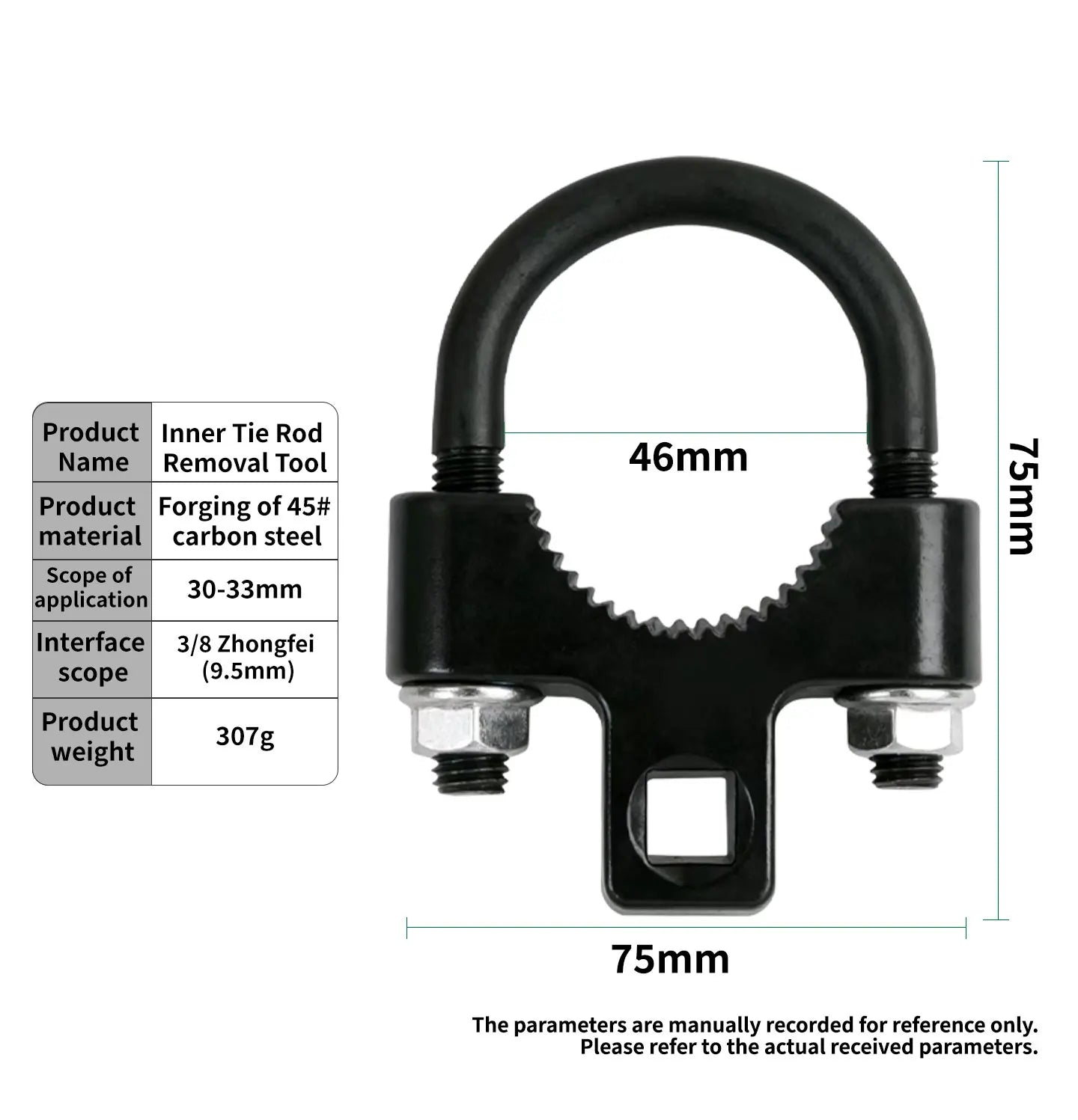 3/8 Inch Inner Tie Rod Removal Tool, Car Steering Ball Joint Disassembly Maintenance Tool, Professional Auto Repair Tool