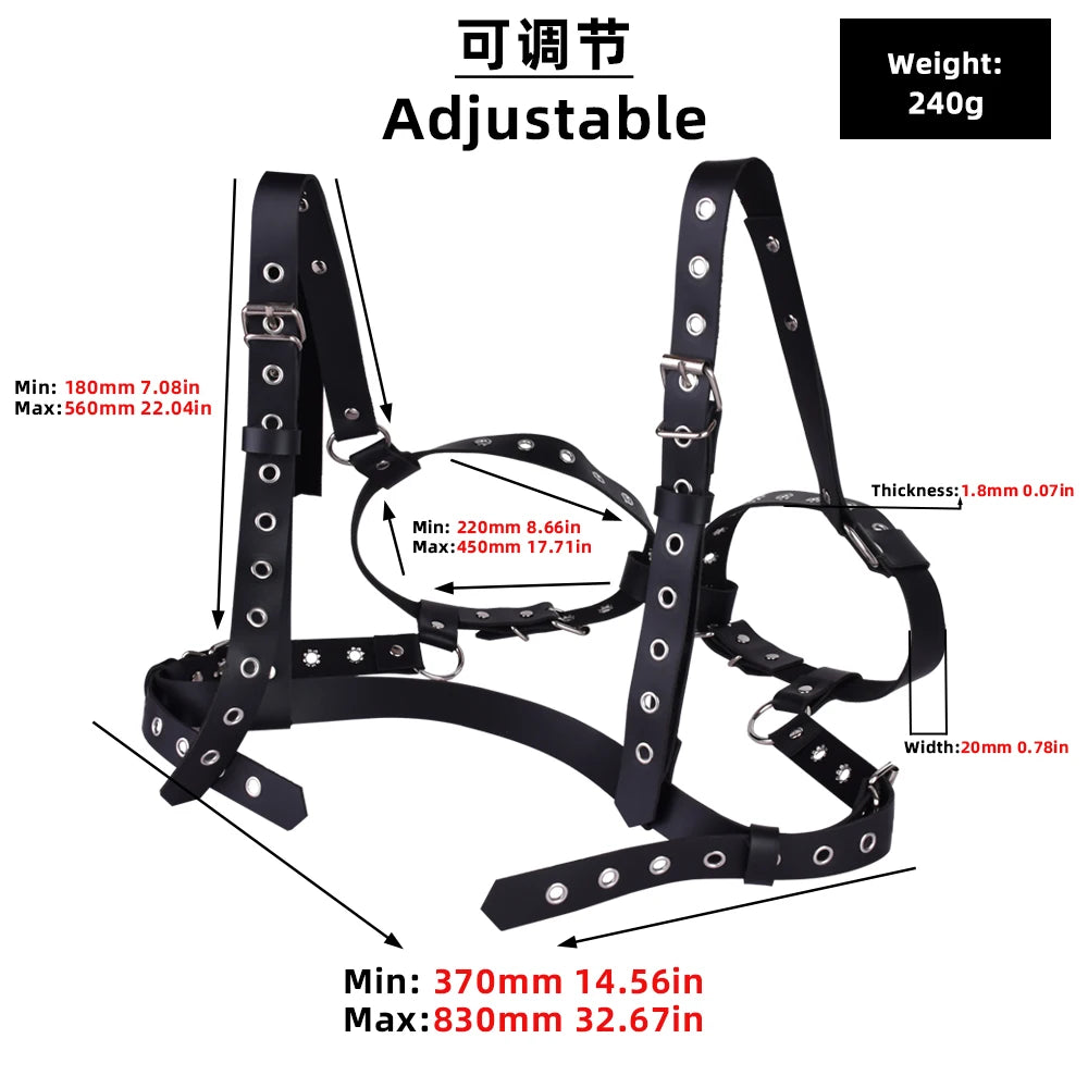 QKKQ Black PU Leather Strap On Belt Chest Bind For Women Pleasure Breast Bondage BDSM Adult Play Accessories Couple Flirting
