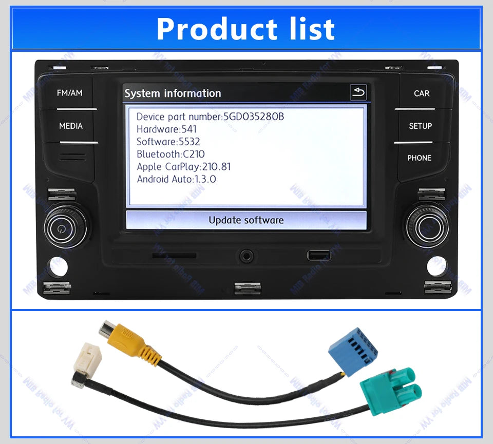 Noname 5GD035280B MIB Carplay Car Radio for VW Golf MK7 MK7.5 Passat B8 Sportvan Tiguan Bluetooth 6.5 inch Android Auto Player