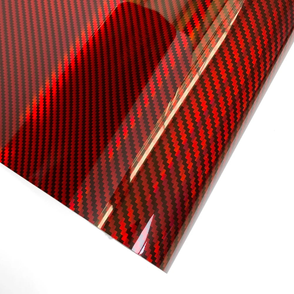 Carbon Fiber Laser Red Car Stickers Glossy Holographic Vinyl Wrap Films Air Release Bubble Free Auto Body Decal Car Accessories