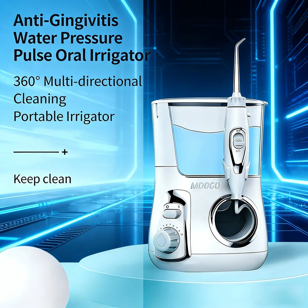 Professional Countertop Dental Flosser 10 Modes 800ML Electric Oral Irrigator with 5 Long Lasting Replacement Jet Nozzles