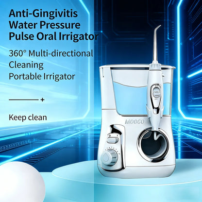 Professional Countertop Dental Flosser 10 Modes 800ML Electric Oral Irrigator with 5 Long Lasting Replacement Jet Nozzles