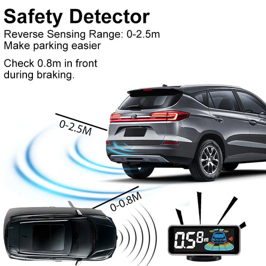 Backlight Multi Language Voice Broadcast LED Parking Display Reverse Radar Detector 4 Probes Universal Auto Safety Auxiliary Kit