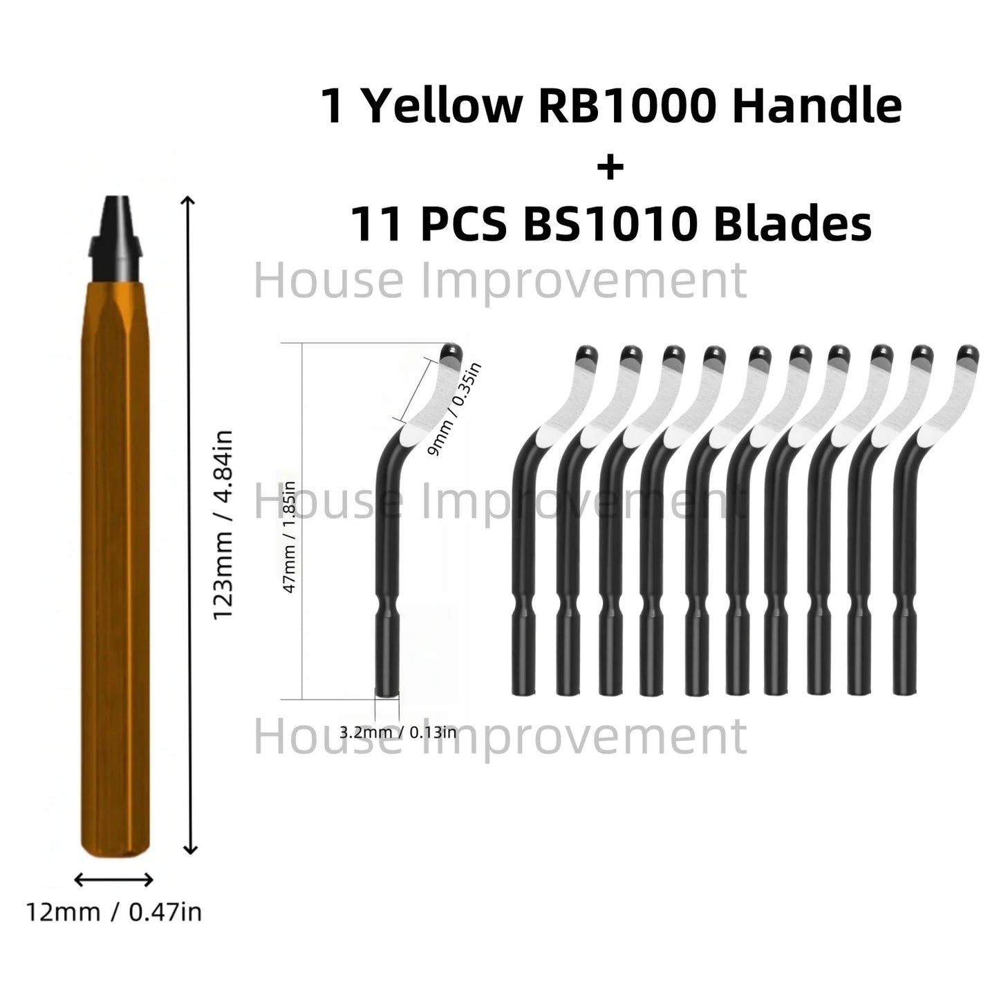 Deburring Tool Set with 11pcs High Speed Steel Swivel Blades Burr Removal Tool for Metal Resin PVC Pipes Copper Plastic Aluminum