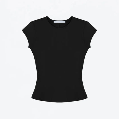 Tank Basic Slim-Fit Round-Neck T-Shirt, High-Elastic Slim-Fit Slimming Hot Girl Style Short Top, Versatile Hot Girl Style Everyday Outerwear Top, High-Elastic Slim-Fit T-Shirt