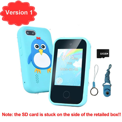 Children Phone Educational Toys 18 Games Musical Toy Baby Mobile Selfie Camera With 32G TF Card Toys for Kids Birthday Gifts