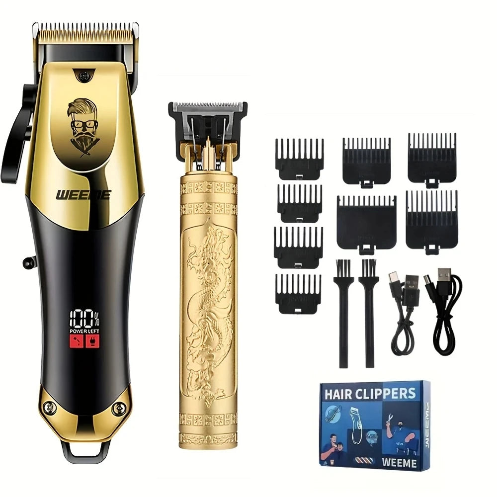 USB Rechargeable Men's Hair, 3-piece oil head and electric Trimmer, suitable for home use shaved hair salon boyfriend gifts