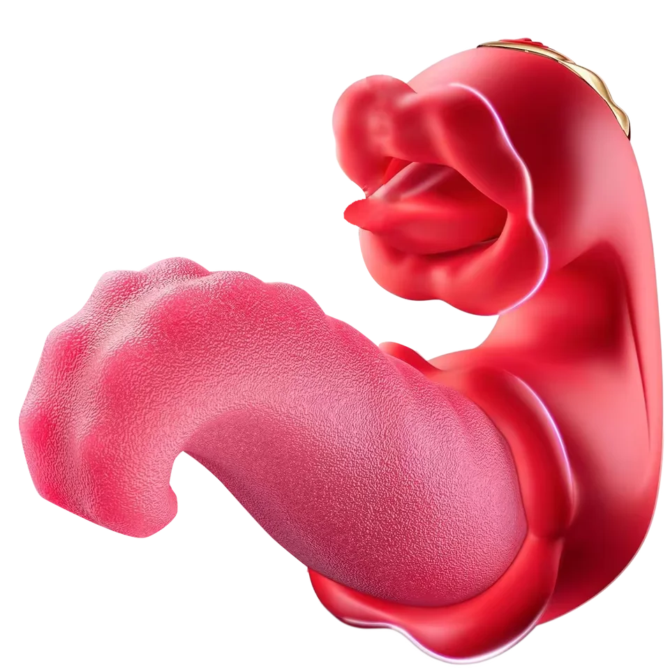 Rose Tongue Vibrator for Women 10 Vibration Modes Licking Nipple Clitoral Stimulator G-spot Massage Dildo Adult Sex Toy