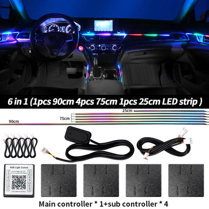 Symphony Car Ambient Light RGBIC Interior LED Strip Acrylic 213Color Neon Streamer Atmosphere Lamp 6/10/14/18/22 in 1 12V By App