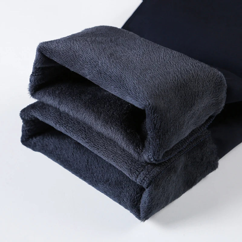 Autumn Winter Clothing Warm Fleece Men's Suit Pants Cotton Business Thick Work Korea Casual Flocking Trousers Male Oversized 40