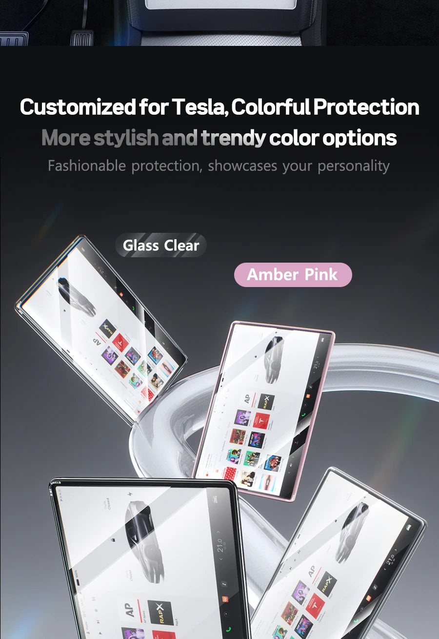 2-in-1 BJBT Tempered Glass Screen Protector for Tesla Model 3 Y Juniper Accessories 2025 2026 Case With Protective Frame