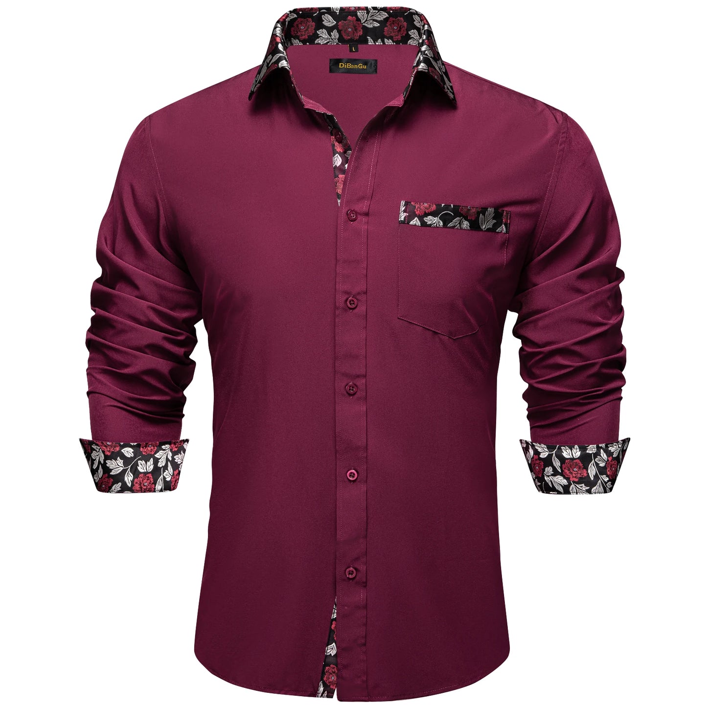 Men Shirts Long Sleeve Black and Green Contrast Color Tops Casual Fashion Polyester Dress Shirt Business Party Men Clothing