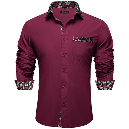 Men Shirts Long Sleeve Black and Green Contrast Color Tops Casual Fashion Polyester Dress Shirt Business Party Men Clothing