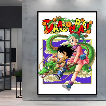 Dragon Ball Poster Super Saiyan Wall Art Goku Themed Painting Vivid Battle Design Durable Canvas Perfect for Anime Room Decor