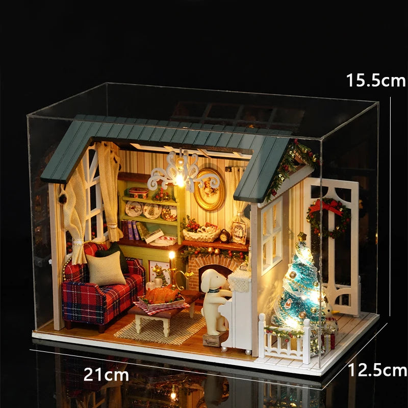 DIY Doll Houses Kits 3D Wooden Puzzles Mini Doll House Assembly Building Furniture Handmade Toys For Xmas Birthday Gifts