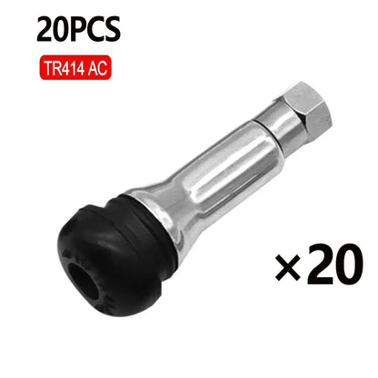 4/10/20/50Pcs Chrome Tubeless Tire Valve TR413 /414 Disc Straight Nipple Wheel Nipple Tire Valve Stems Rubber Dust Caps