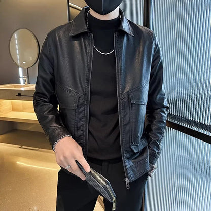 TUCANO Men's Genuine Leather Jacket 2026 Autumn Winter Warm Sheepskin Slim Fit Biker Style Stand Collar Coat Outerwear
