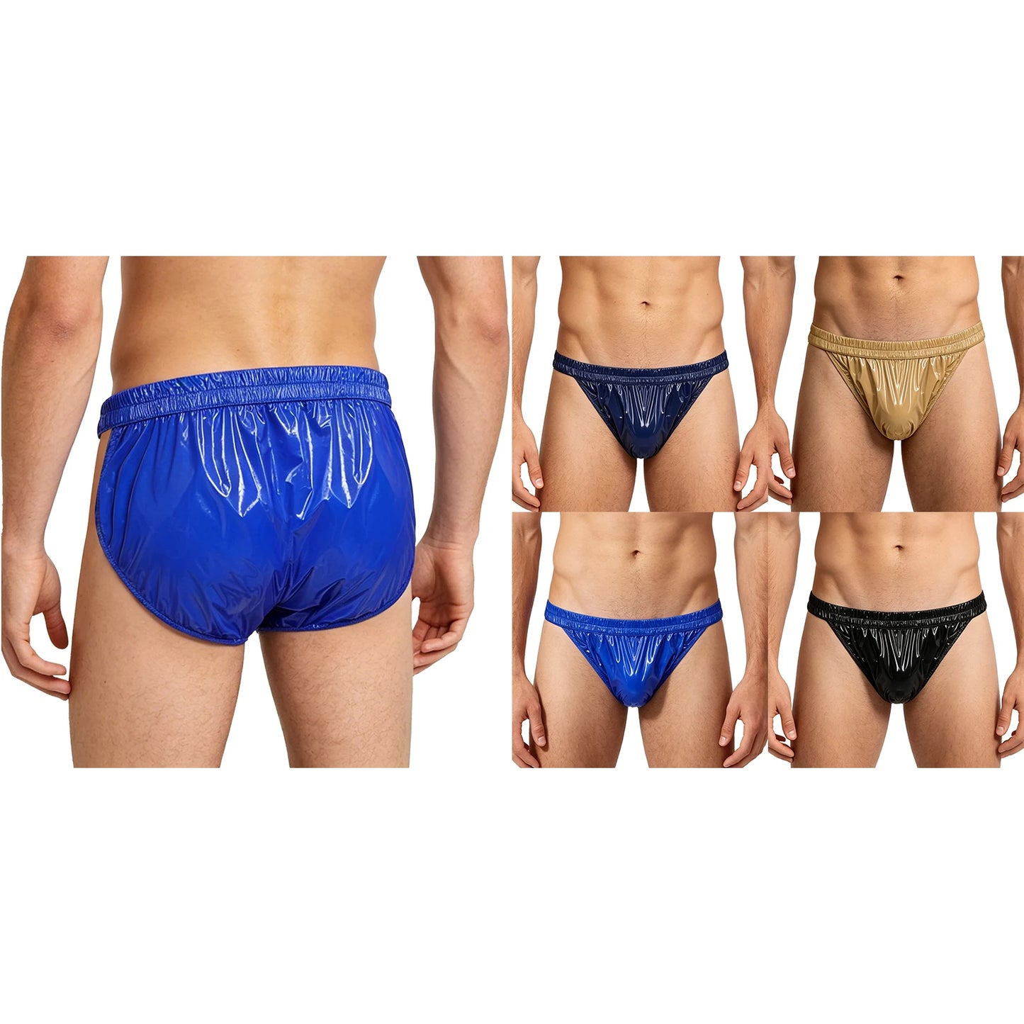 Mens Waterproof Diaper Cover Panties Elastic Waistband Glossy Briefs Leakproof Elderly Special Needs Adaptive Underwear Swimwear