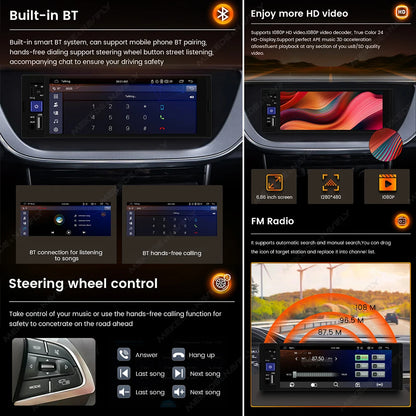1din 6.86inch HD Touch Screen Multimedia Player Wireless For Apple Carplay Android Auto Support Bluetooth AUX Mirror Link FM SWC