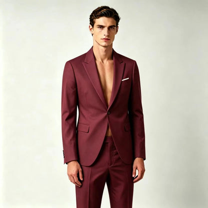 Men's Suit Lightweight Wedding Eegant 2 Piece Set Solid Color Formal Business Blazer Pants Classic Tuxedo for Party Groomsmen
