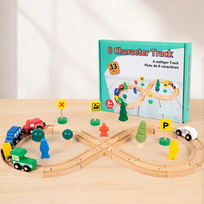 Children's wooden track train, educational building blocks, baby cognitive toys, table games