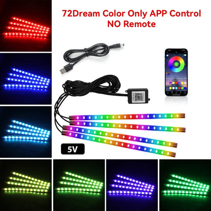 4 IN 1 Car Automotive Ambient Light Neon Foot Light Interior LED Ambient Light Car USB/Cig Music Light Environment Decoration