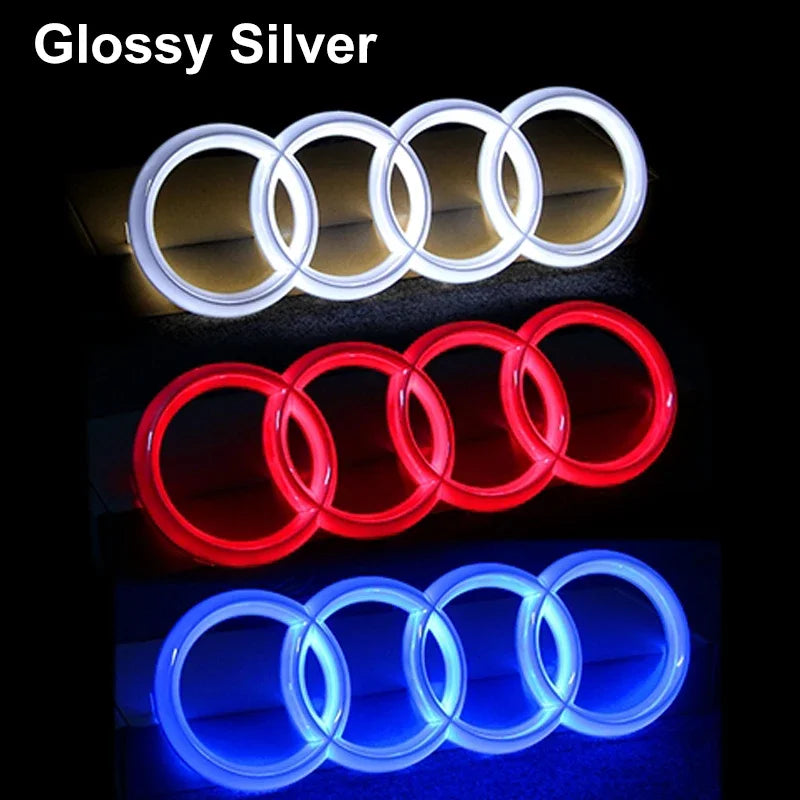 Static Light Car Front Grille LED Emblem Decor for Audi A4 A5 Q5 RS5 A4L A3 8p Q3 A8 Decals Badge Sticker Exterior Accessories