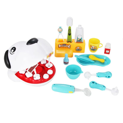 Children Simulation Dog Tooth Extraction Pretend Play Medica Doctor Toy Filling Pet Dentist Care Toy Set For Kids Birthday Gifts