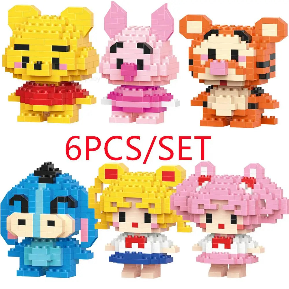 Cartoon Anime Hello Kitty Panda Refrigerator Magnet Blocks Kuromi My Melody Cinnamoroll Building Blocks Toy Kids Birthday Gift
