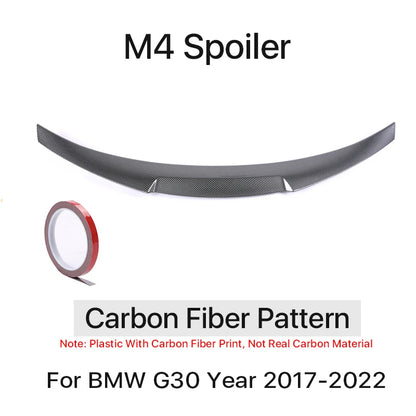 Rear Bumper Trunk Tail Lip M5 Roof Wing For BMW 5 Series G30 2017-2022 Gloss Black PSM M4 CS Style Boot Spoiler Carbon Fiber