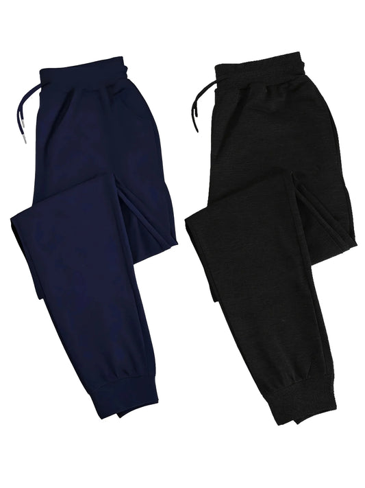 Men's two-piece casual sporty jogger pants, loose-fit sweatpants, wrinkle-resistant and shape-retaining, suitable for running,