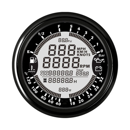 85mm 6 in 1 Car Marine Multi-function GPS Speedometer Tachometer Voltmeter 12V 24V Fuel Level Water Temp Oil Pressure 5Bar 10Bar