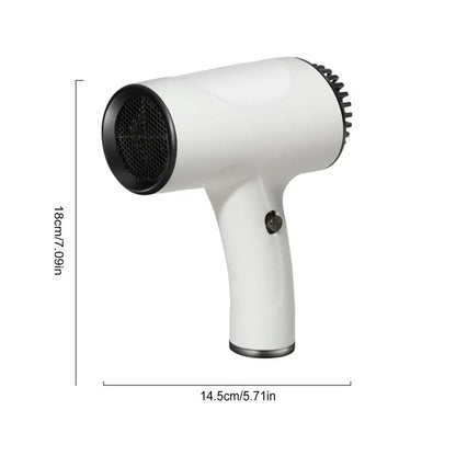Cordless Hair Dryer 500W Rechargeable Portable Hot Cold Air Blower 2 Speed Low Noise for Travel Home Bathroom Camping Styling