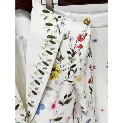 HIGH STREET Newest 2026 Designer Runway Suit Set Women's Brilliant Digital Printed Jacket Flare Pants Suit 2pcs