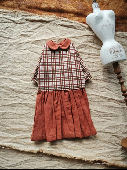 Dula Doll Clothes for Josh Blythe Landoudou Landazz Ob24 Ob22 Licca 1/6 Doll Plaid Blouse Dress