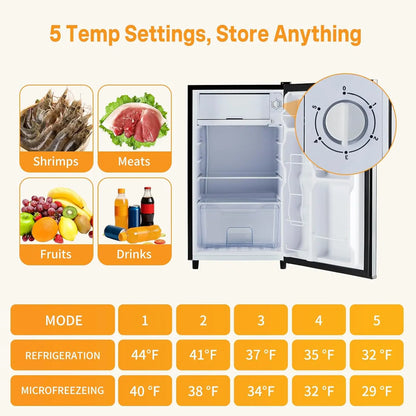 Mini Fridge with Freezer 3.2 Cu.Ft Small Refrigerator for Office, Dorm, Small Fridge with Adjustable