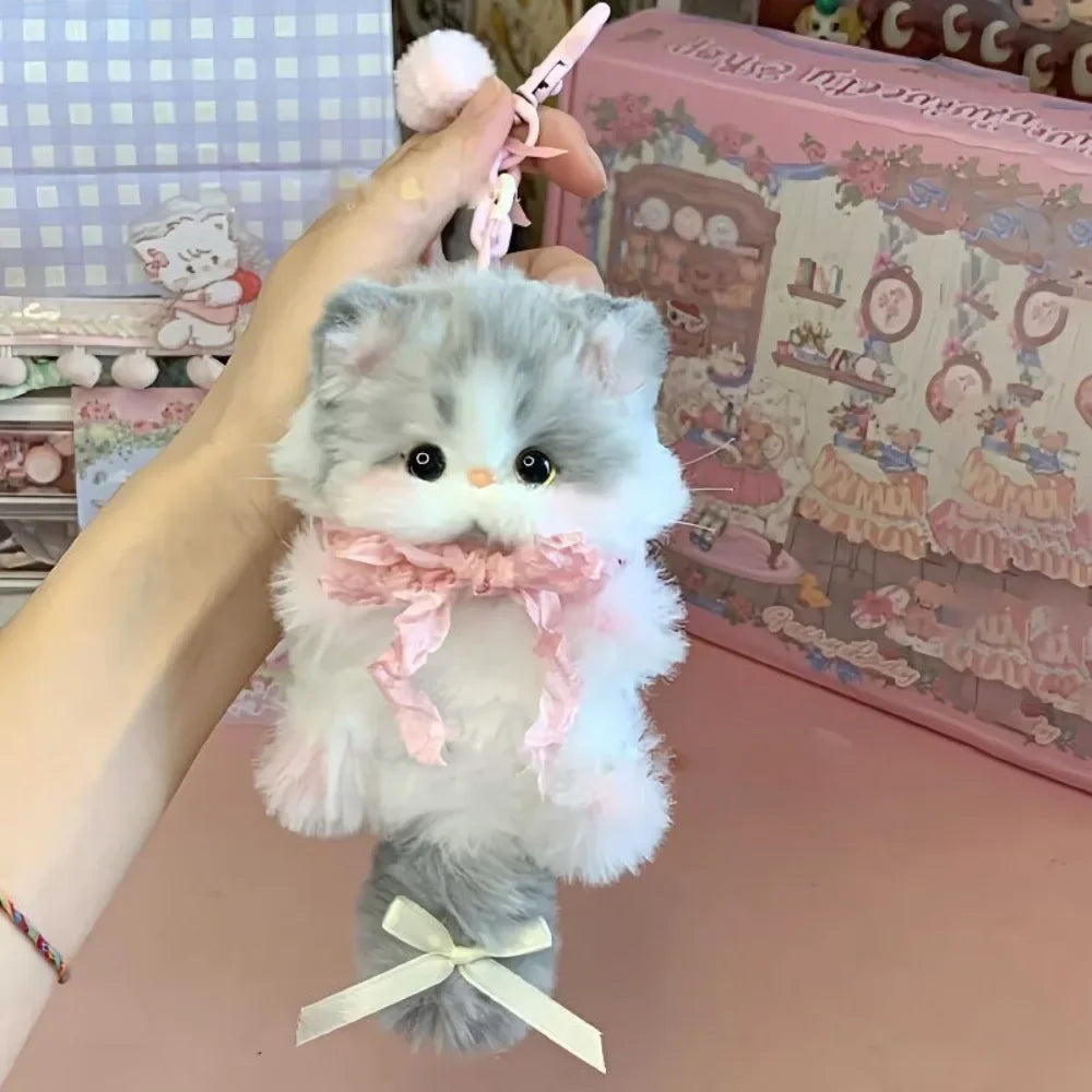 High Quality Cute Handmade Twisty Stick Little Cat Pendant Keychain Plush DIY Material Package Gifts Twist Bar Kitten Doll Toy