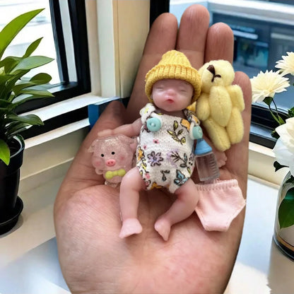 AnjoDoll 3Inch Mini Palm Silicone bebe reborn de silicona Girl Dolls With Paint Skin Washable Silicone Body Soft Reborn Doll Toy