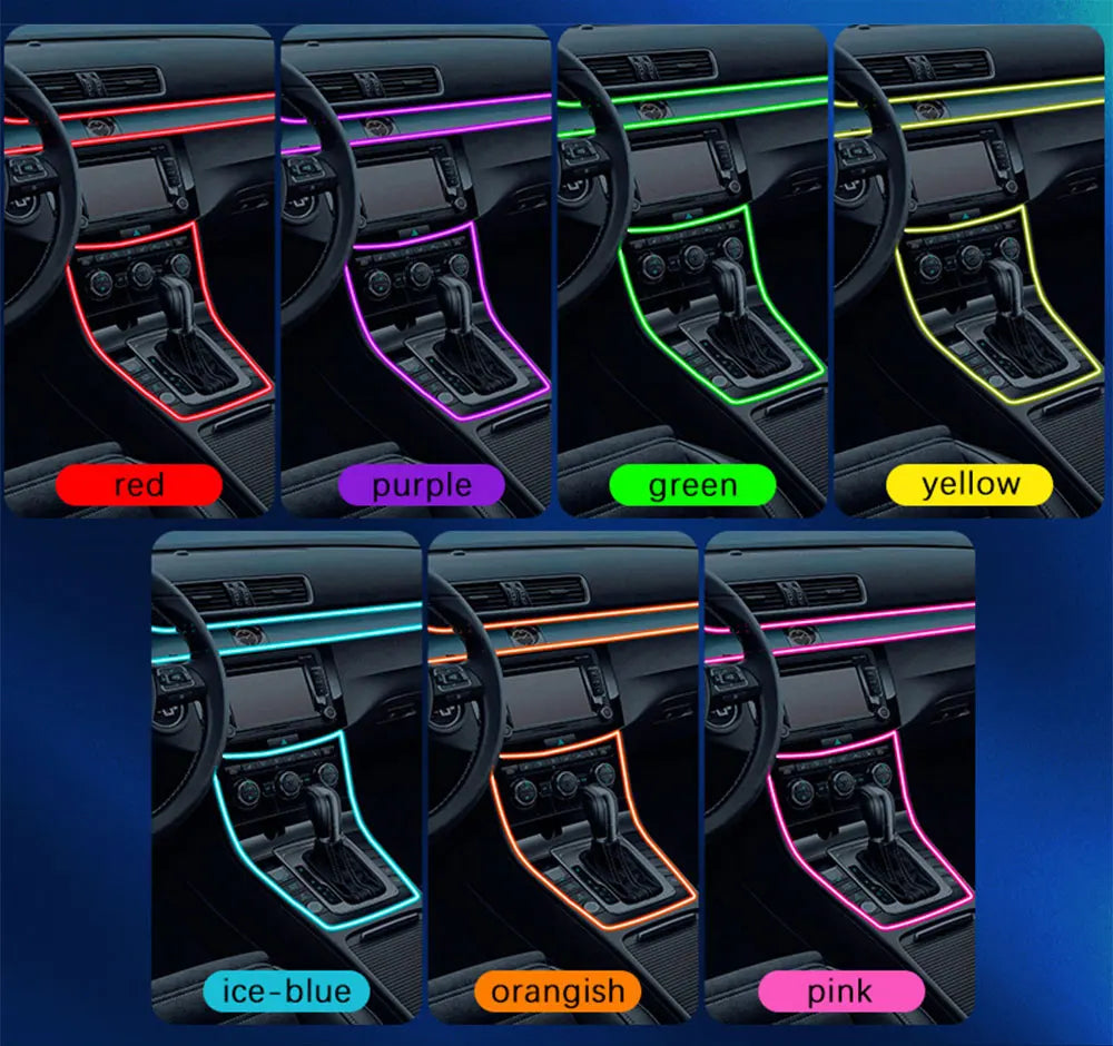 1M 3M 5M Car Fiber Optic led strip Atmosphere light for flexible AUTO interior Lamp Party decoration lights Neon strips 5V USB