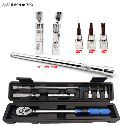 3/8" 5-60N.m Square Drive ±3% High Precision Torque Wrench 1pc 3pcs 7pcs 8pcs Set Bicycle Motorcycle Automotive IDY Hand Tools