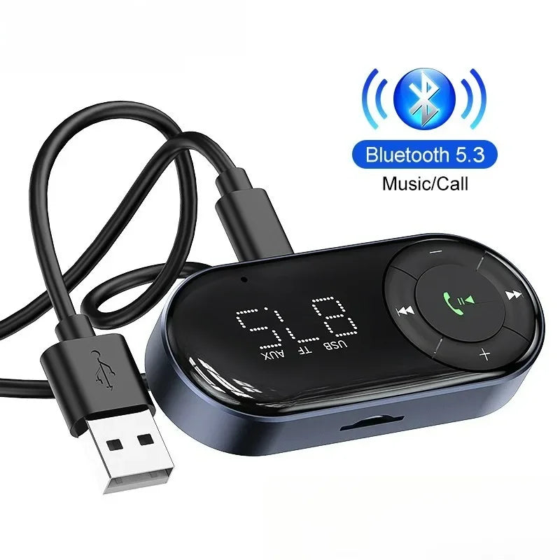 Car FM Receiver for Car Bluetooth Audio Receiver Car Hands-free Music Receiver Display Bluetooth 5.3 FM Transmitter