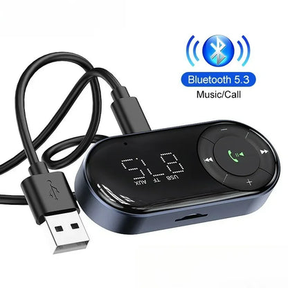 Car FM Receiver for Car Bluetooth Audio Receiver Car Hands-free Music Receiver Display Bluetooth 5.3 FM Transmitter