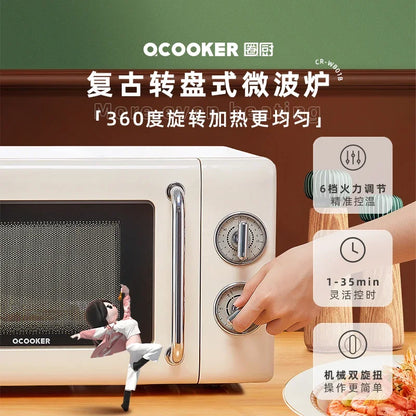 Classic Retro Microwave Oven: 20L Household Fully Automatic Turntable – Small Quick Thawing New Model