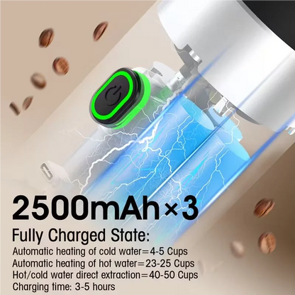 Portable espresso machine, coffee maker for on the go, 3-in-1 rechargeable coffee maker for the car, compatible with ground coff