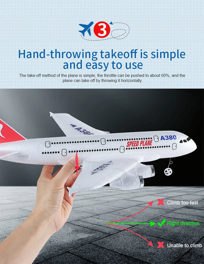 Hot Gyro Airplane Airbus A380 RC Airplane Foam Toys 2.4G Fixed Wing Plane Outdoor Toys Drone  Easy Fly Children Gift
