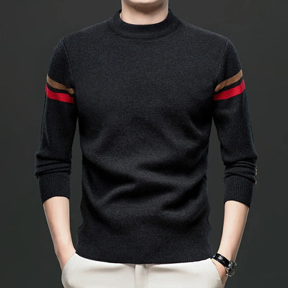 New Autumn and Winter Men's Casual and Fashionable Long Sleeved Round Neck Knitted Sweater Warm and Versatile Top