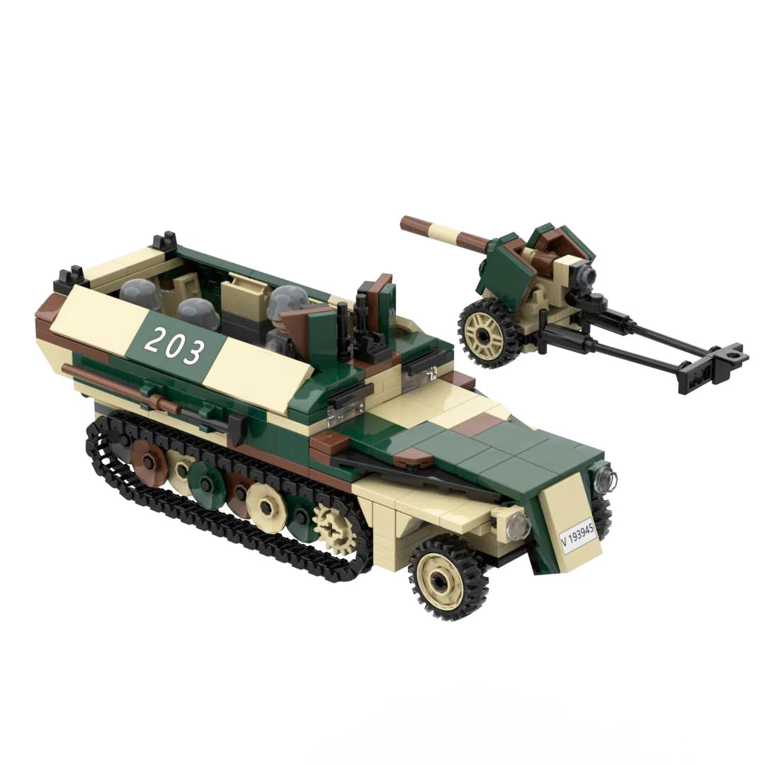 Half-track Armored Vehicle Building Blocks WW2 Germany Military Model Bricks Toy Camouflage Model